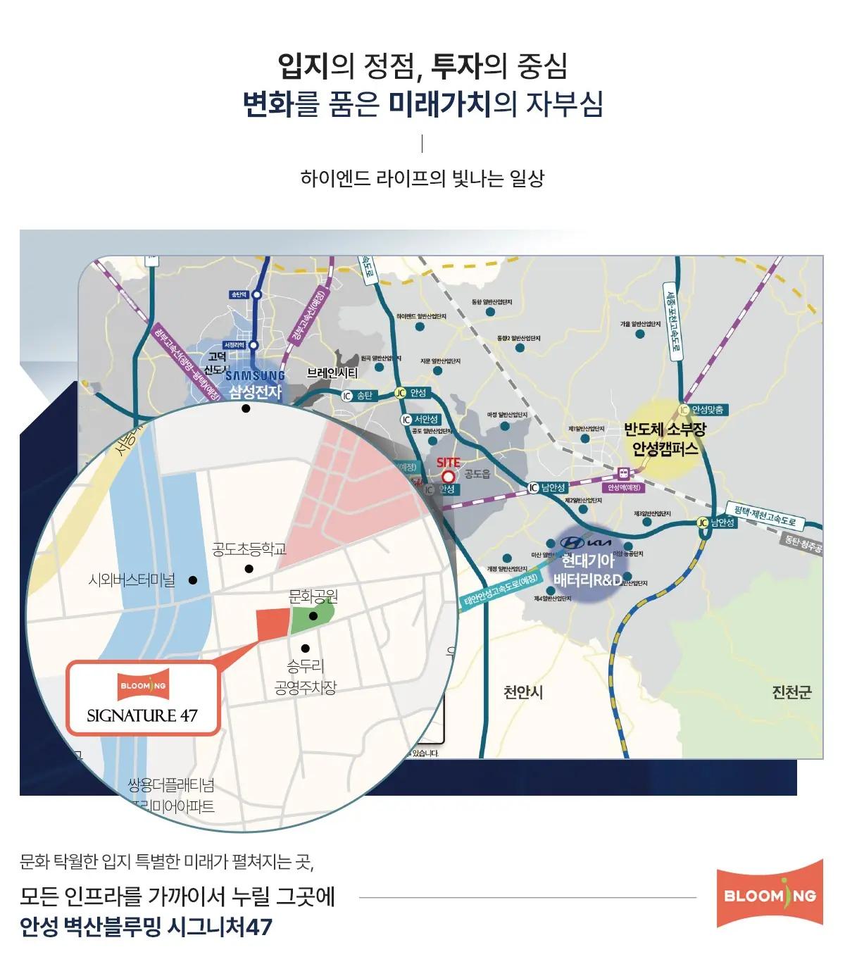 안성 벽산 블루밍 시그니처47 입지환경 소개 및 상세 위치도